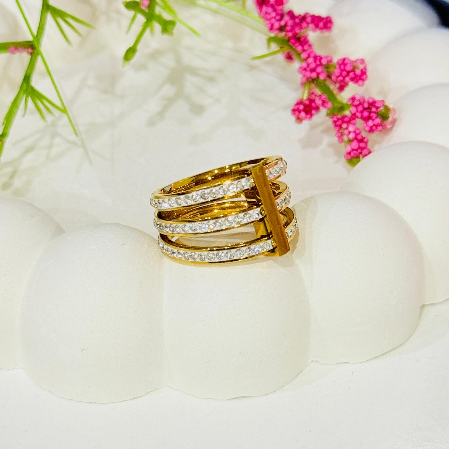 White Layered Stone Ring