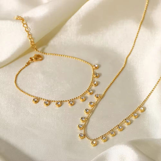 Sparkling CZ Charm Chain Set
