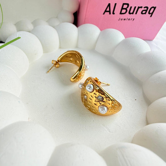 Textured Gold Drop Earring