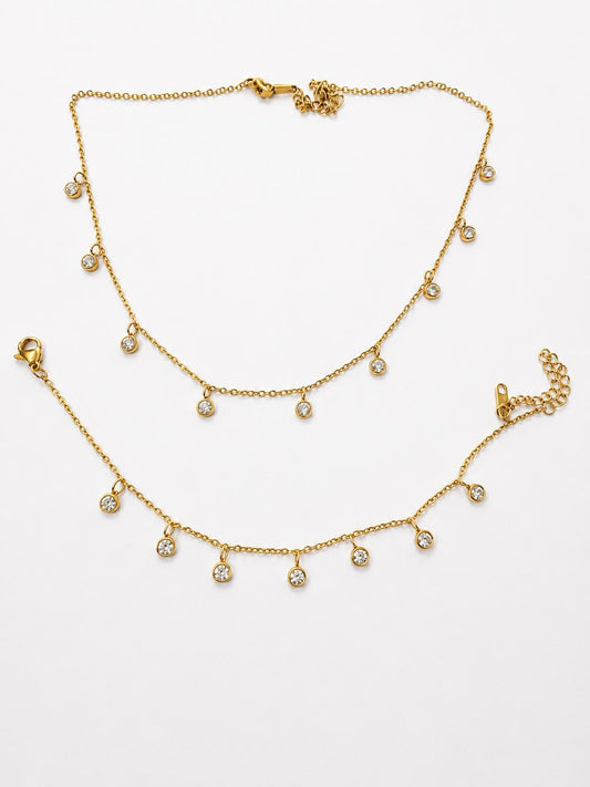 Sparkling CZ Charm Chain Set