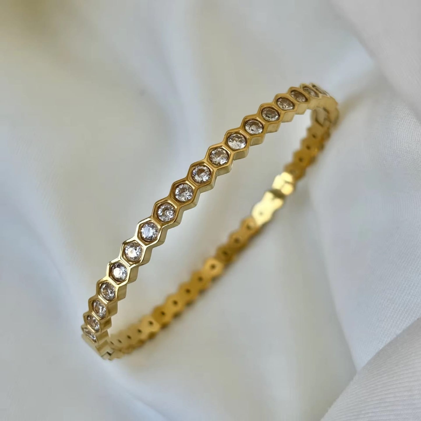 Honeycomb Geometric Zircon Bangle