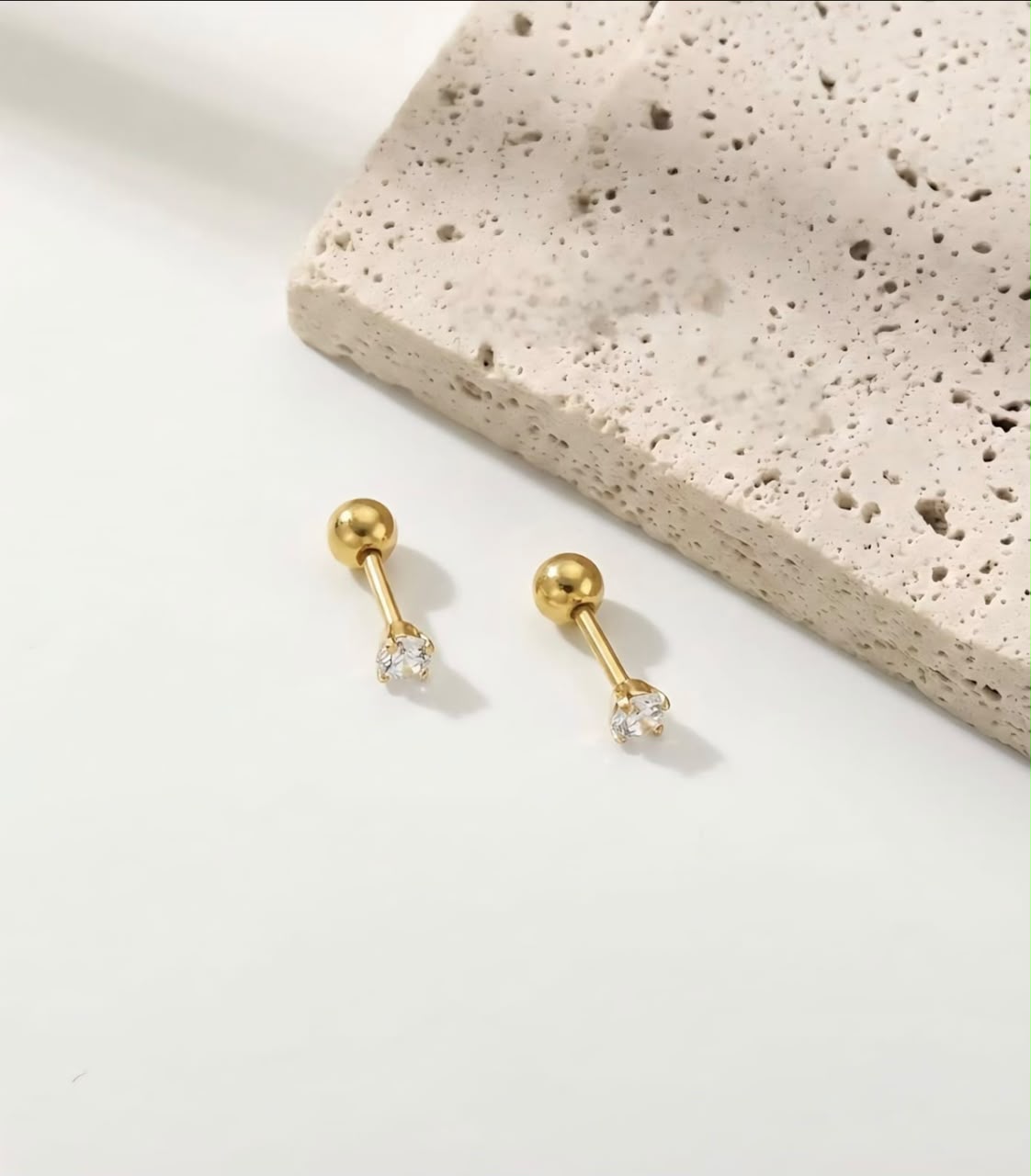 Sparkle Solitaire Barbell Studs