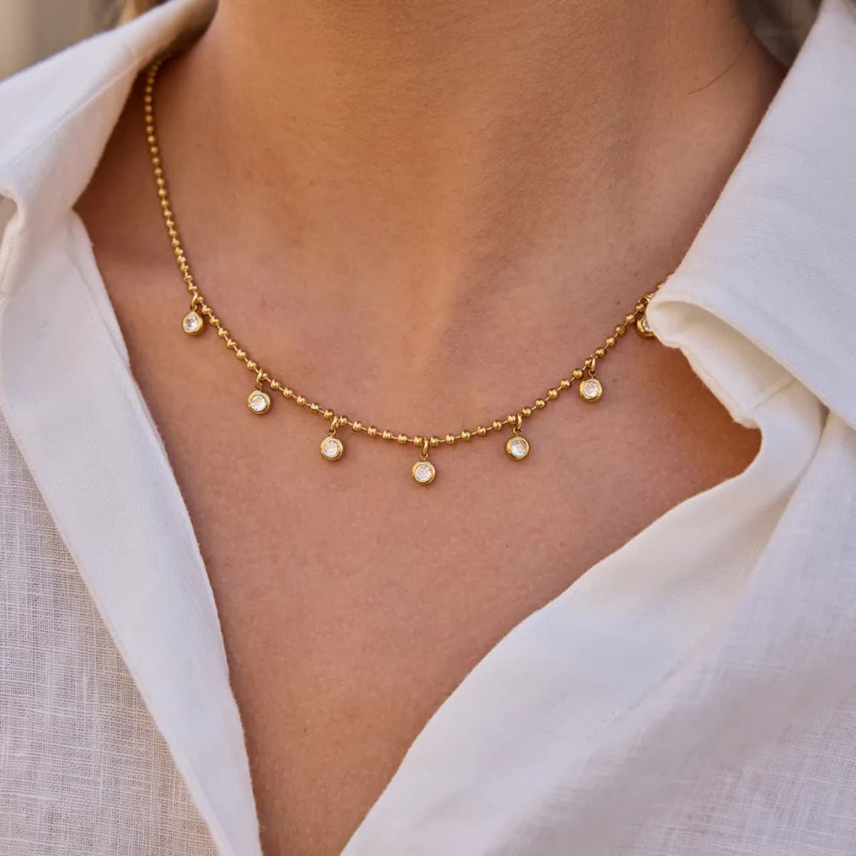 Sparkling CZ Charm Chain Set