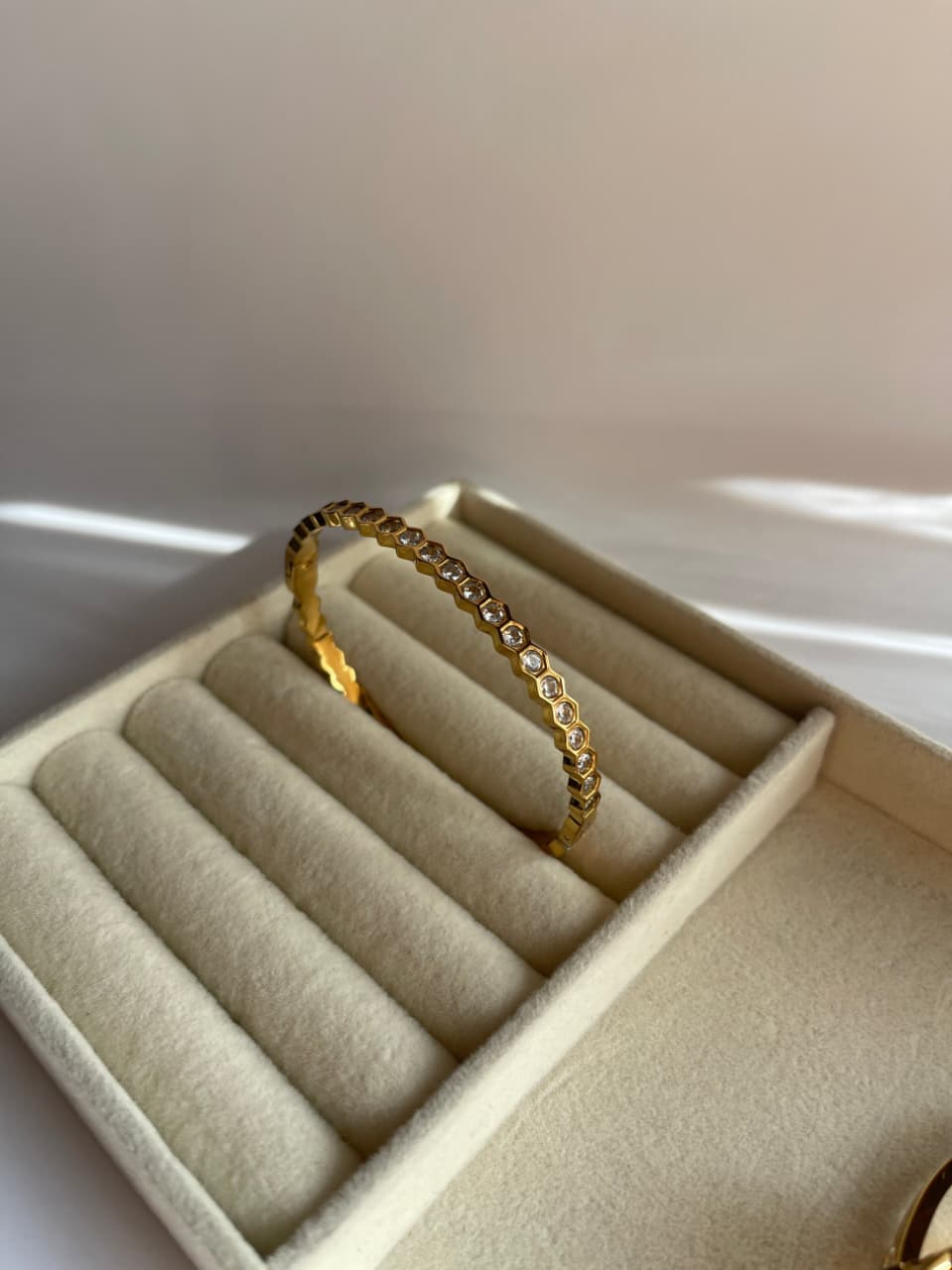 Honeycomb Geometric Zircon Bangle